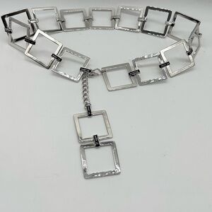 St John Collection Silver Tone Square Link Belt